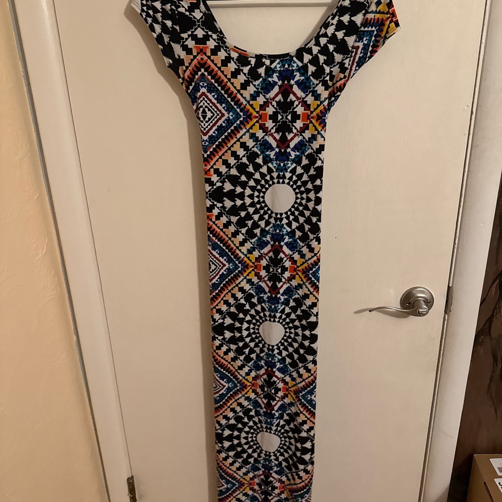 Charlotte Russe Multicolor Geometric Maxi Dress